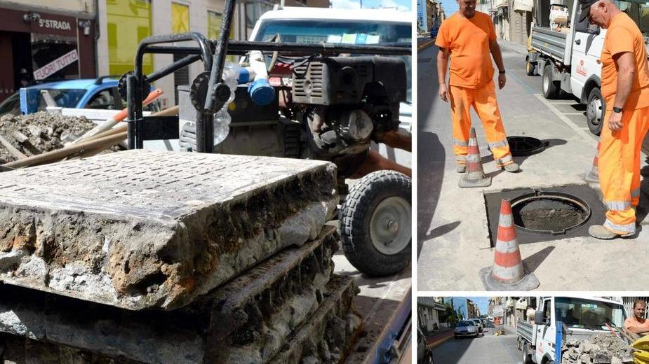Tombini vecchi e incrostati: è partita la sostituzione
