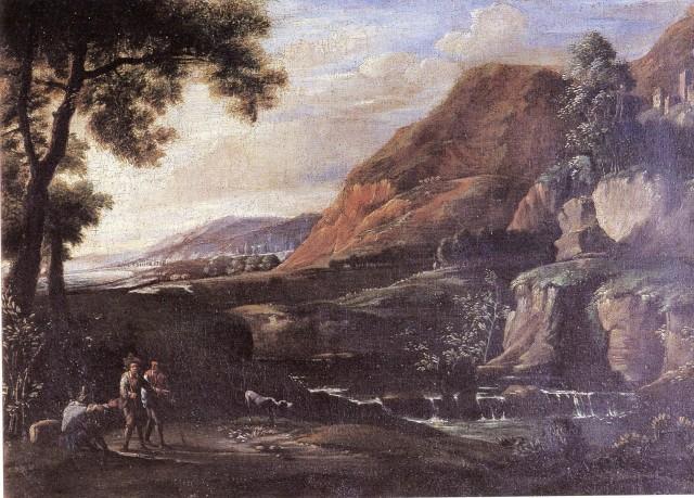 Paesaggio con cascata e cacciatori (scuola di Giuseppe Zola) della collezione Carife