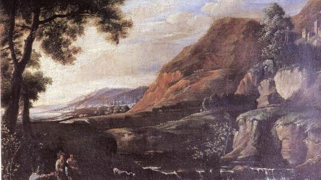 Paesaggio con cascata e cacciatori (scuola di Giuseppe Zola) della collezione Carife