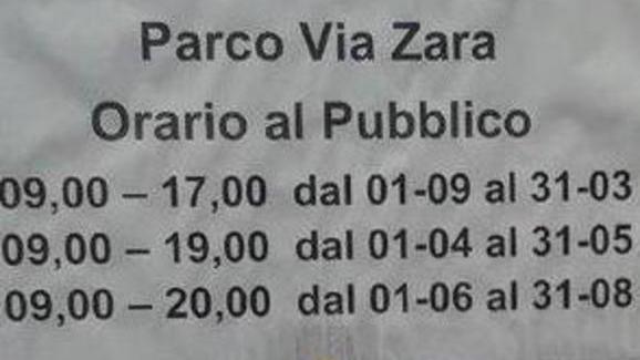 No alla chiusura anticipata del parco di via Zara