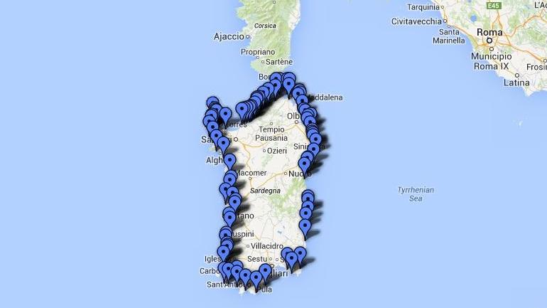 La grande mappa delle spiagge della Sardegna