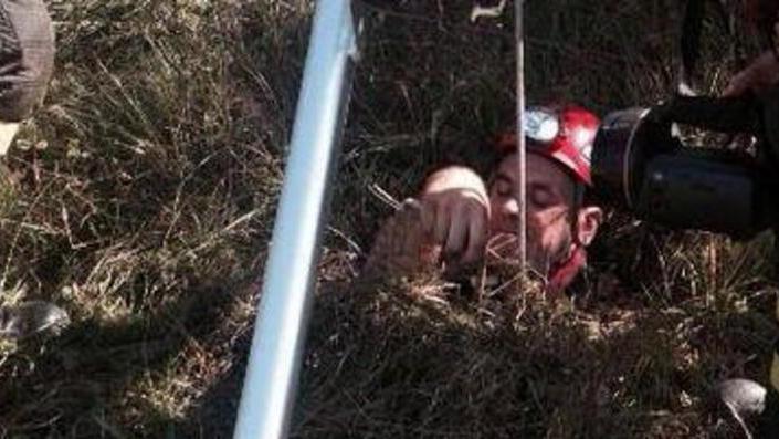 Cucciolo cade nel cunicolo salvato dai vigili del fuoco