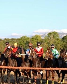 Il fantino Francesco Caria vince il palio di Monserrata