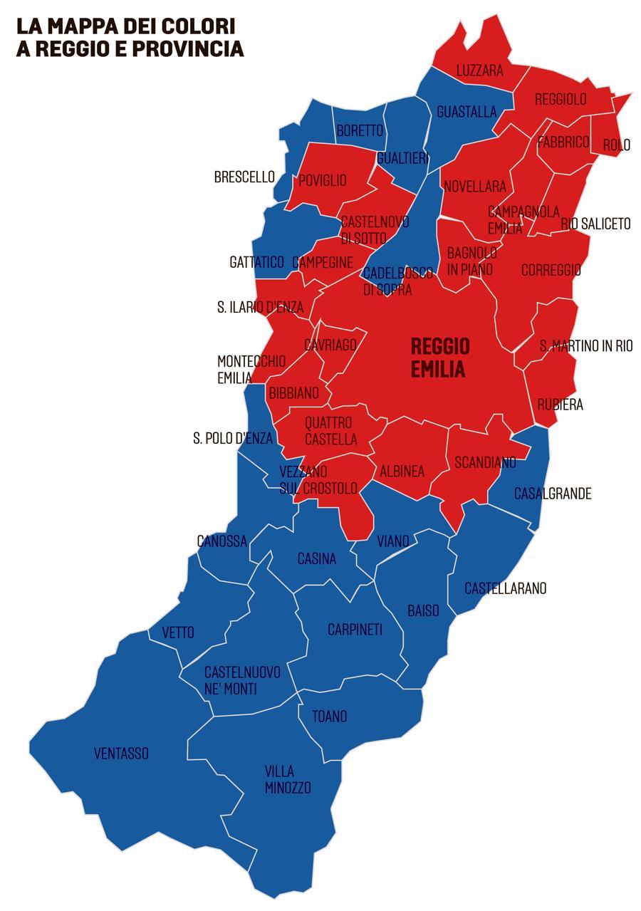 A Reggio Emilia il rosso è pallido 23 comuni a 19 La Nuova Ferrara