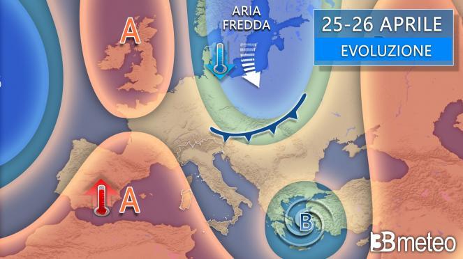 Grafico meteo per il 25 aprile