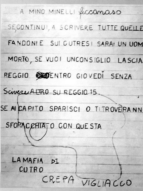Minacciato nel '70 dalla mafia cutrese» Gazzetta di Reggio