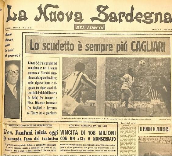Gazzetta Dello Sport Du 2 Avril 1969 – Original – Mazzinghi, Juventus-Cagliari, Riva Et Anastasi