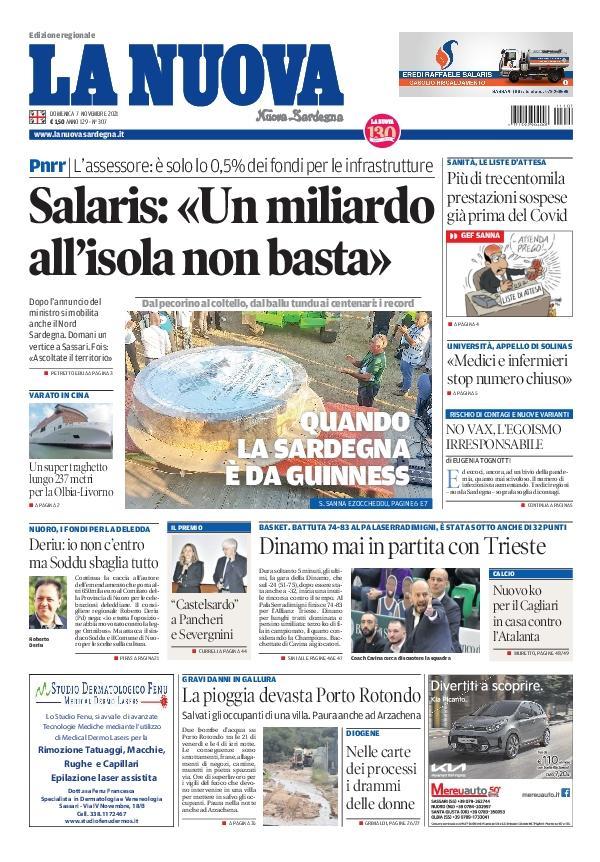 La Nuova Sardegna Prima Pagina 7 novembre 2021 La Nuova Sardegna La Nuova Sardegna Prima Pagina 7 novembre 2021 La Nuova Sardegna