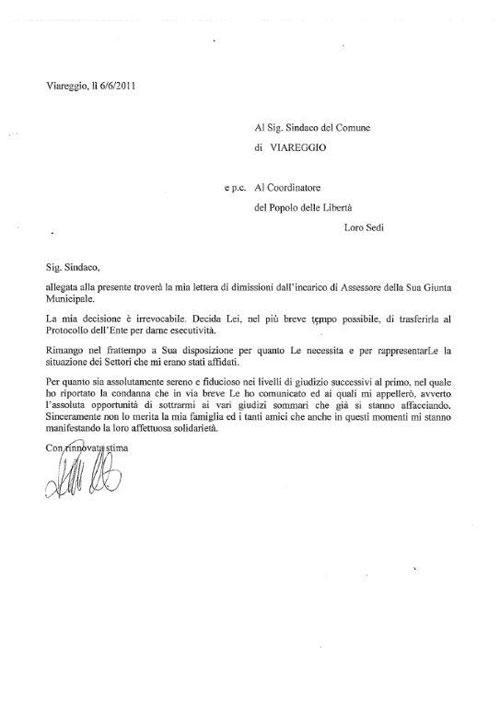 La lettera di dimissioni di Pastechi Il Tirreno
