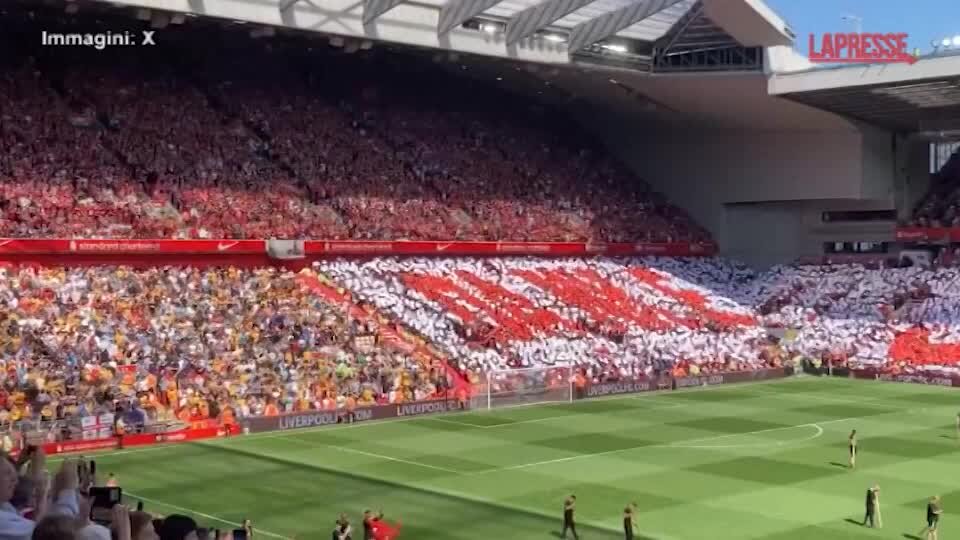 Liverpool, ultima partita per Klopp alla guida dei "Reds": la coreografia di Anfield è spettacolare